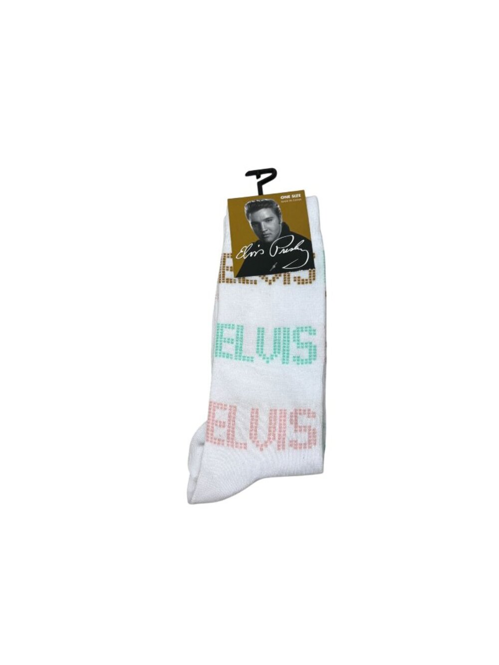Elvis Presley Crew Socks Mens 7-12 White Novelty Graphic NWT